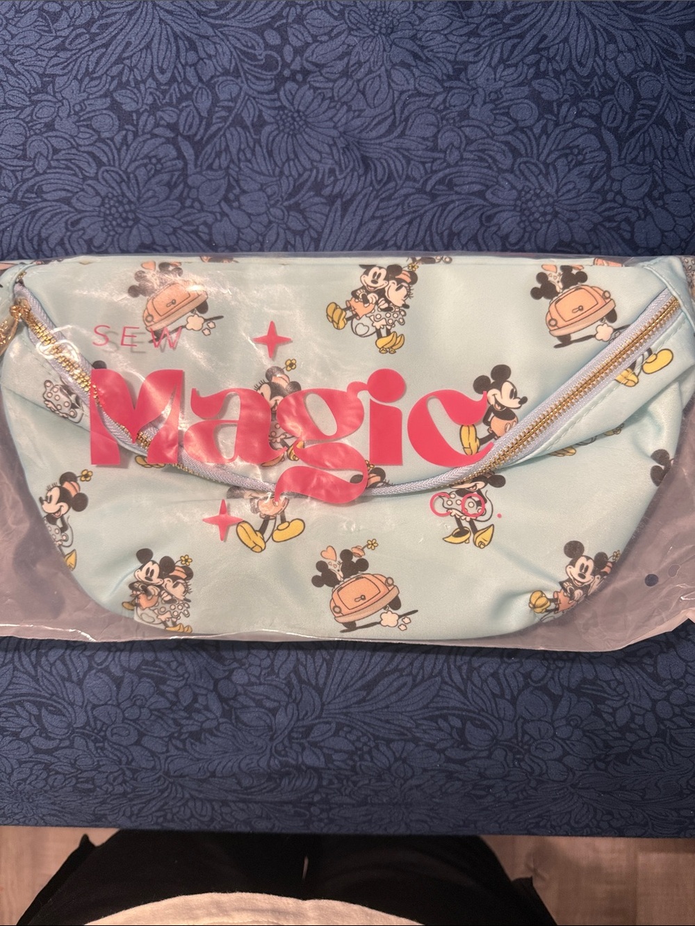 Mickey & Minnie Light Blue Character Crossbody Belt Bag